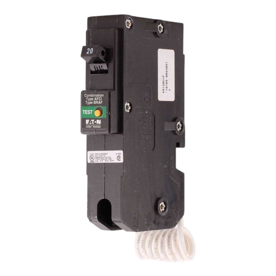 Eaton BR120CAF 20A 1P 120/240V AFCI Pigtail Neutral Circuit Breaker - Image 2