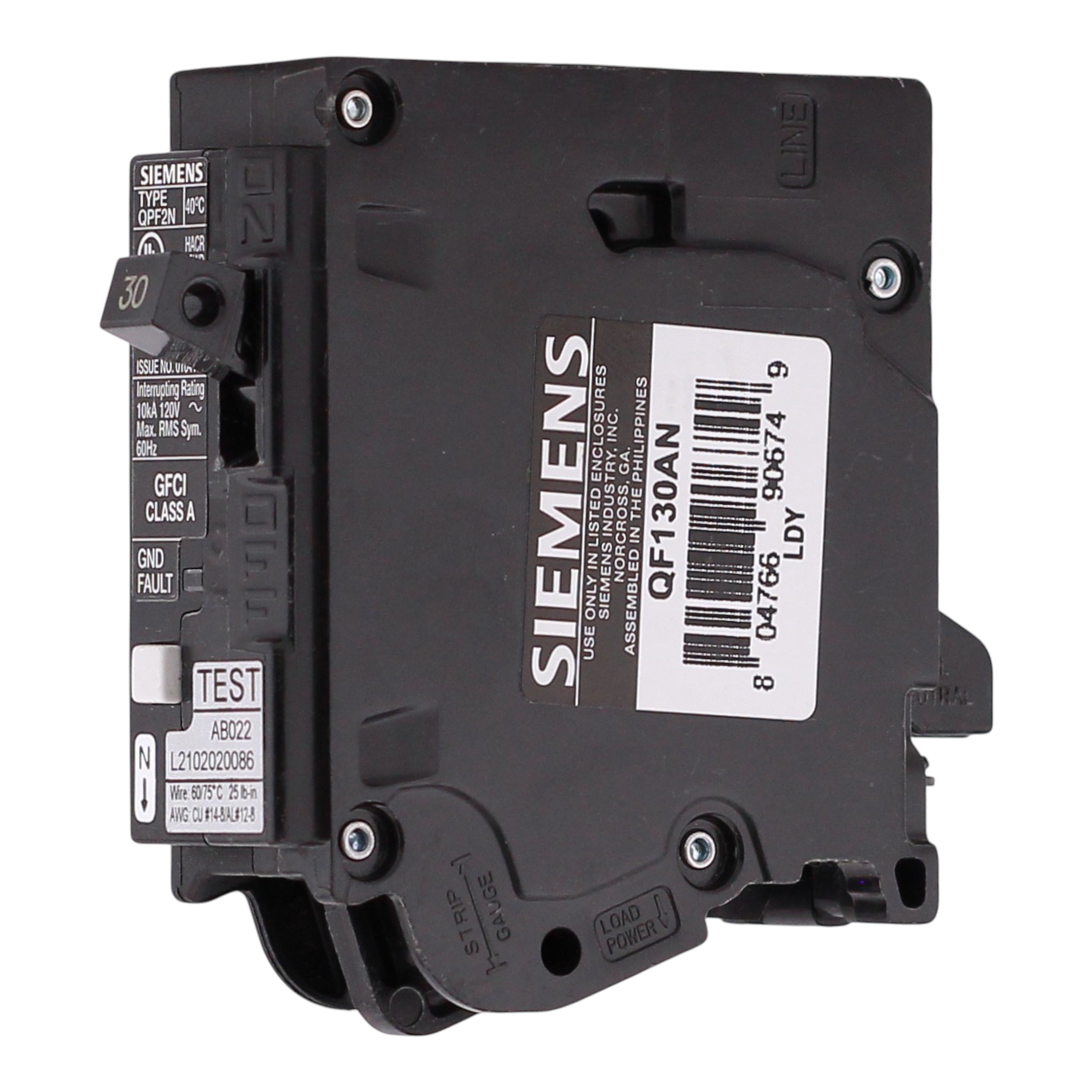 Siemens QPF2N, QF130AN, 30A, 1P, 120V, GFCI, Plug-On Neutral, Circuit Breaker - Image 2