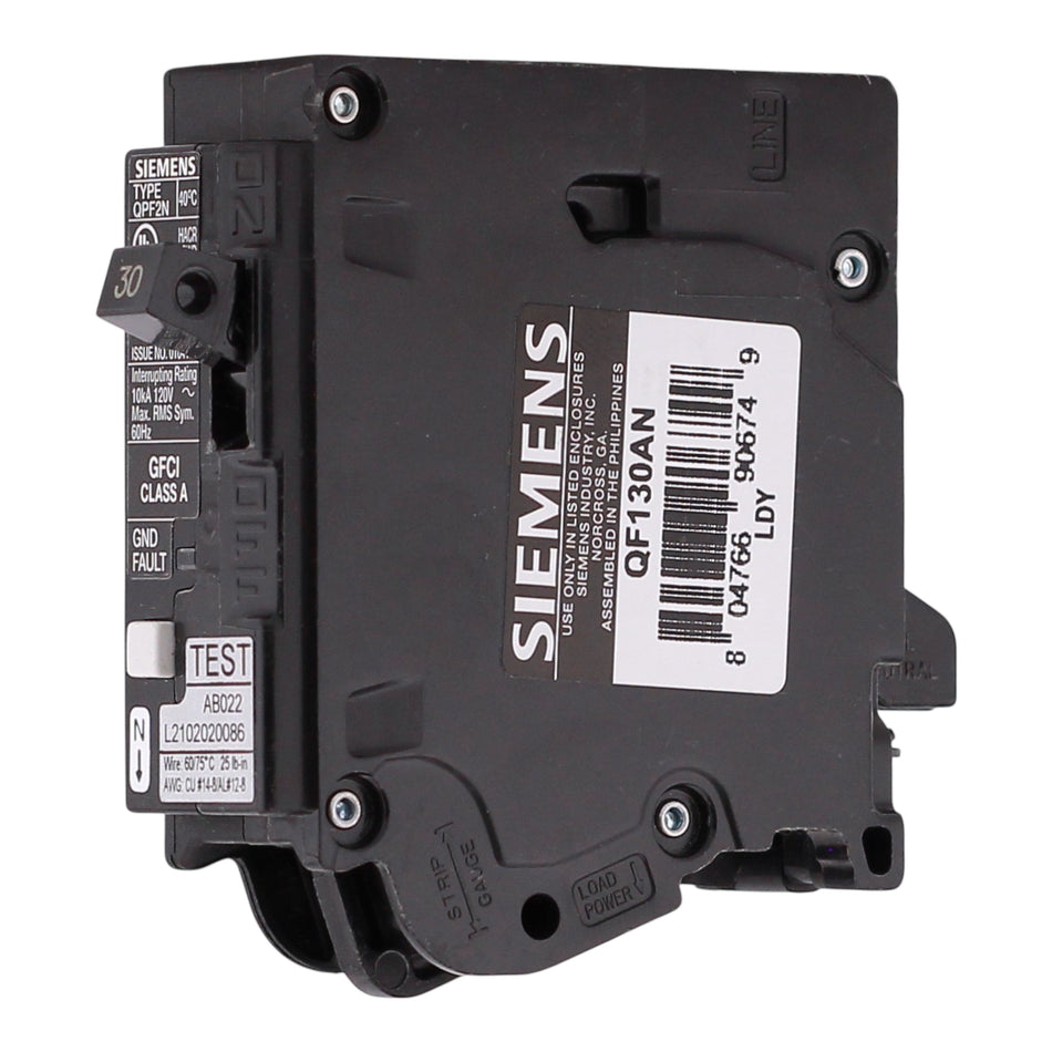Siemens QPF2N, QF130AN, 30A, 1P, 120V, GFCI, Plug-On Neutral, Circuit Breaker - Image 2