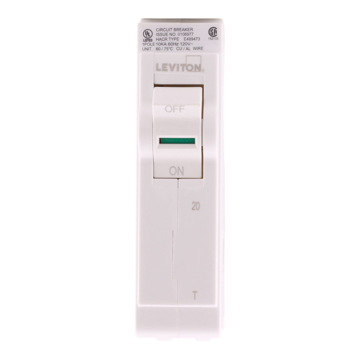 Leviton LB120-T 20A 1P 120/240V Standard Plug-On Neutral Circuit Breaker - Image 2
