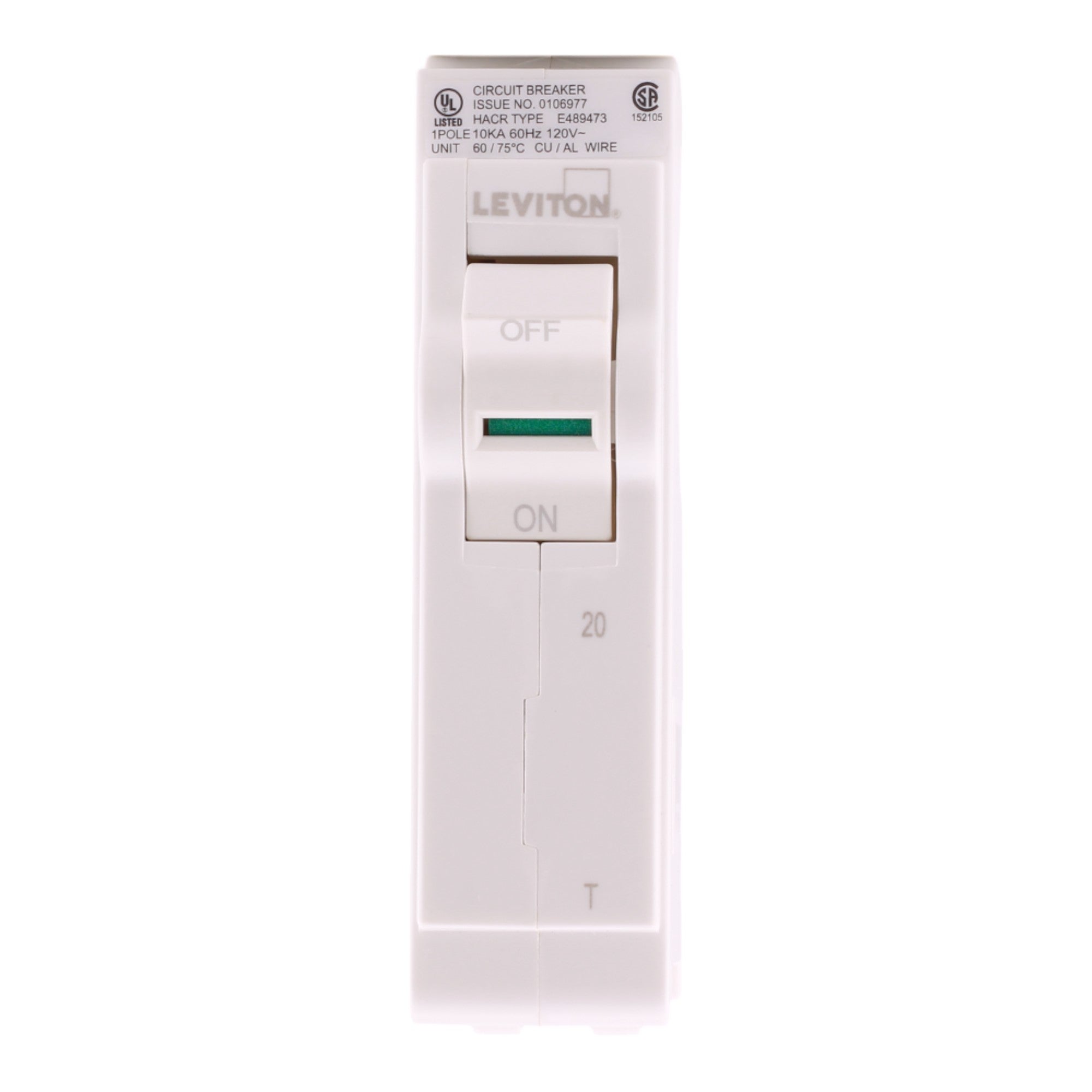 Leviton LB120-T 20A 1P 120/240V Standard Plug-On Neutral Circuit Breaker - Image 2
