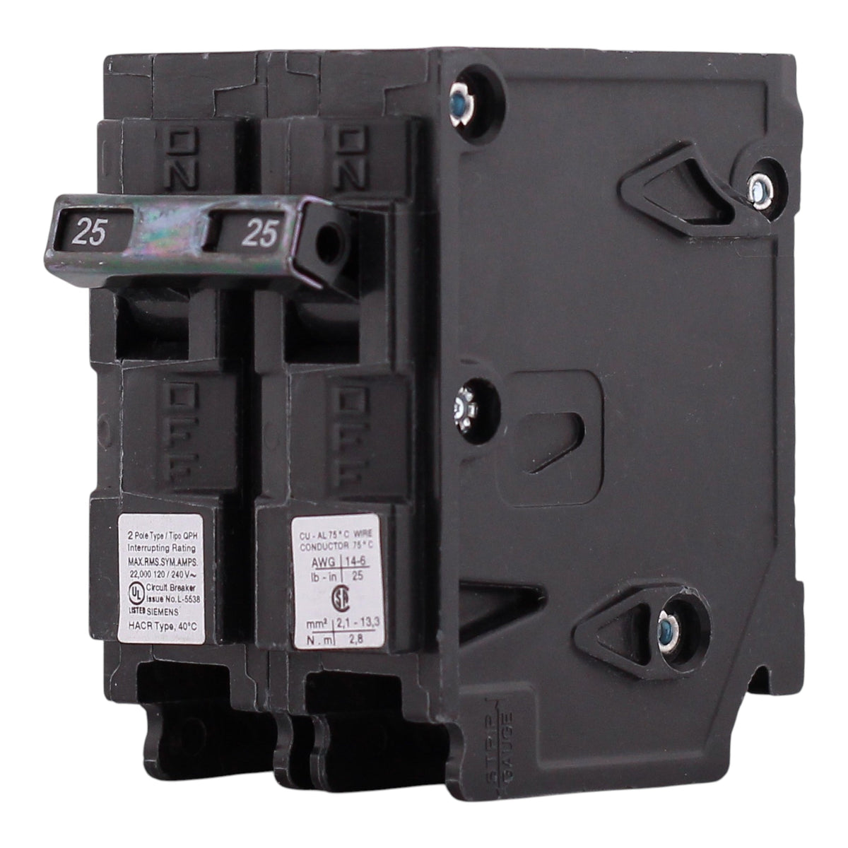 Siemens QP, Q225H, 25A, 2P, 120/240V, 22kAIC, Thermal Magnetic, Circuit Breaker - Image 4