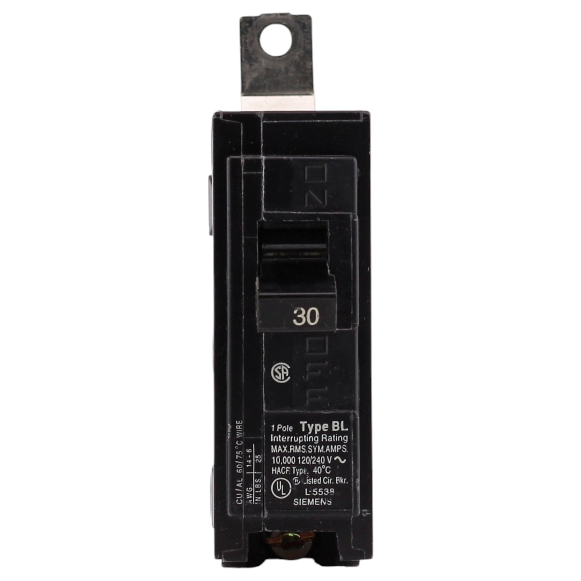 Siemens BL, B130, 30A, 1P, 120/240V, Thermal Magnetic, Bolt-On, Circuit Breaker - Image 2