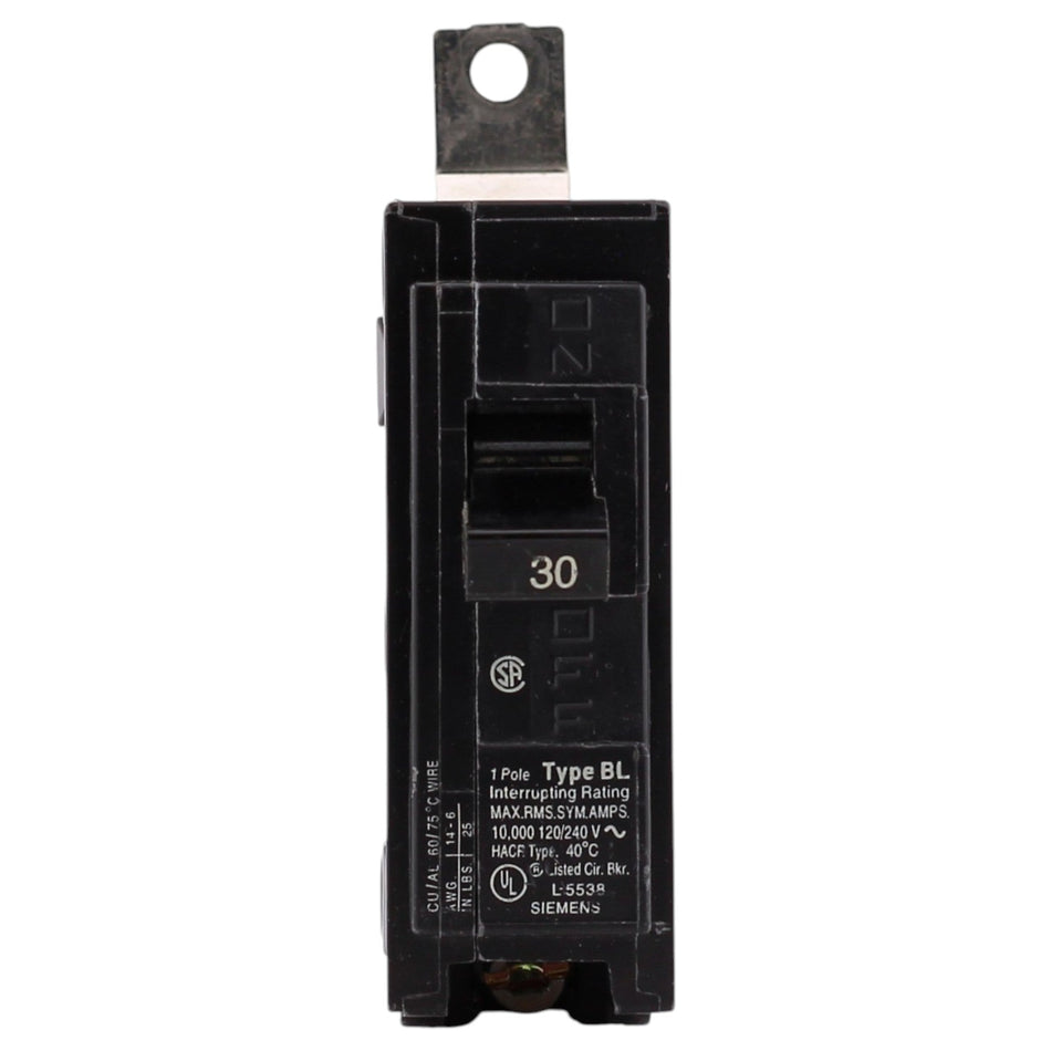 Siemens BL, B130, 30A, 1P, 120/240V, Thermal Magnetic, Bolt-On, Circuit Breaker - Image 2