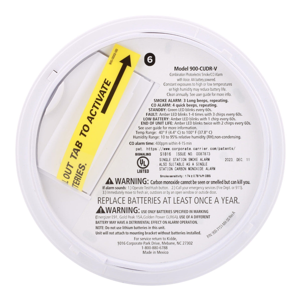 Kidde 900-CUDR-V Battery Smoke & CO Detector Voice Alerts Photoelectric Hush Feature - Image 4