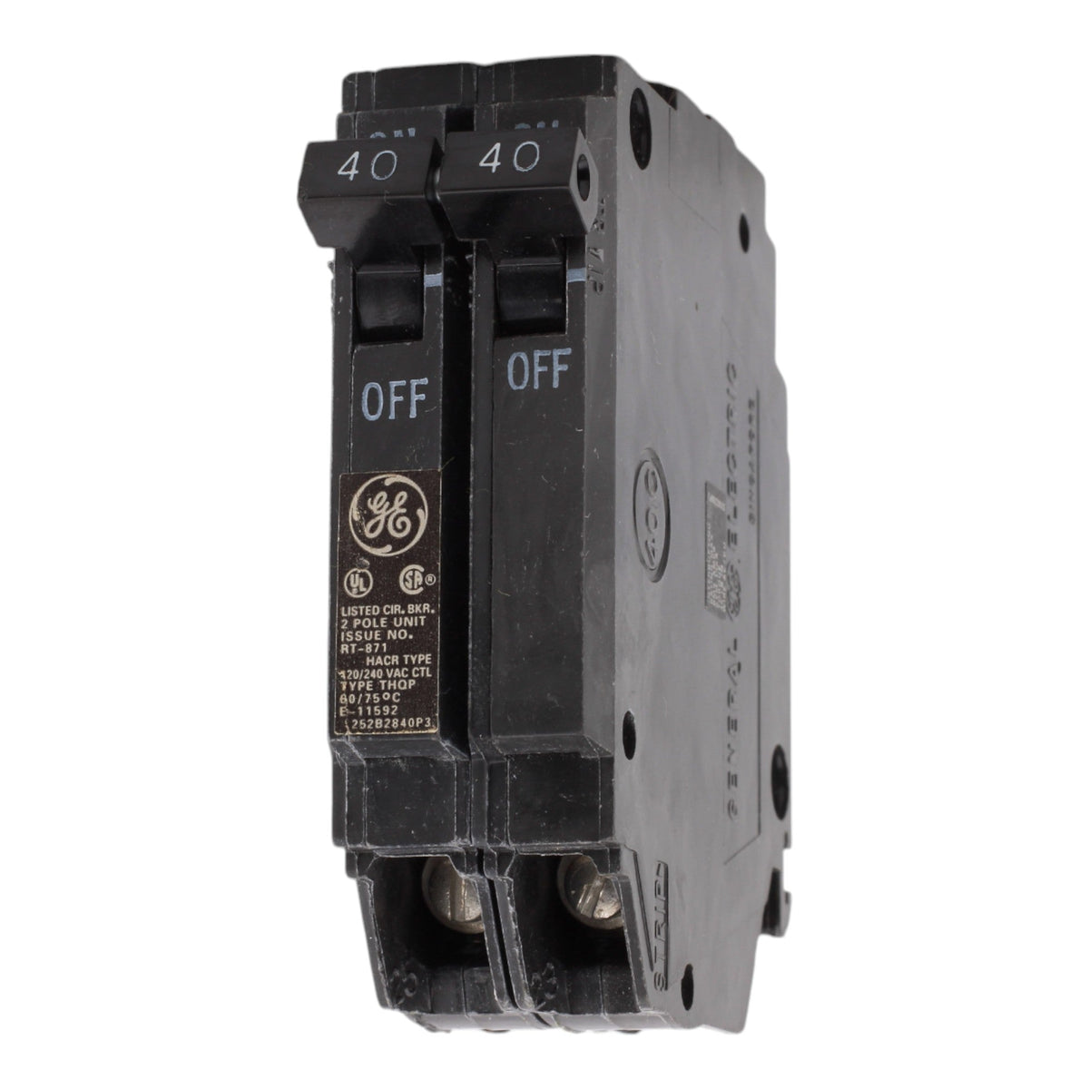 GE THQP240, 40A, 120/240V, 2-Pole Circuit Breaker, Plug-In, for Load Centers and Lighting Panels - Image 3