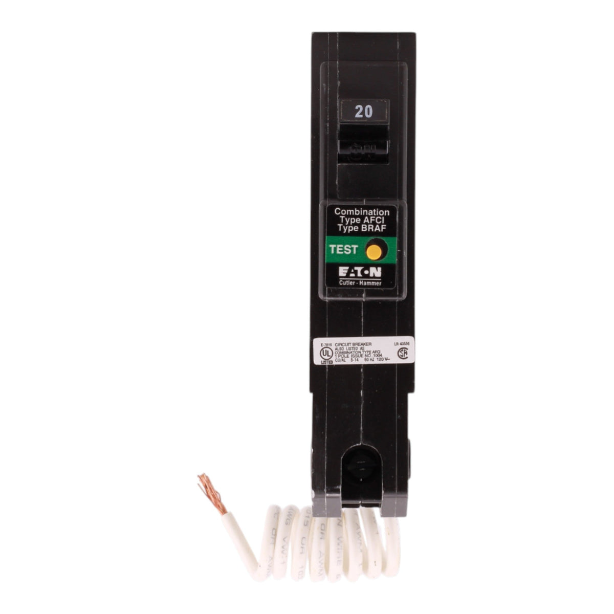 Eaton BR120CAF 20A 1P 120/240V AFCI Pigtail Neutral Circuit Breaker - Image 4