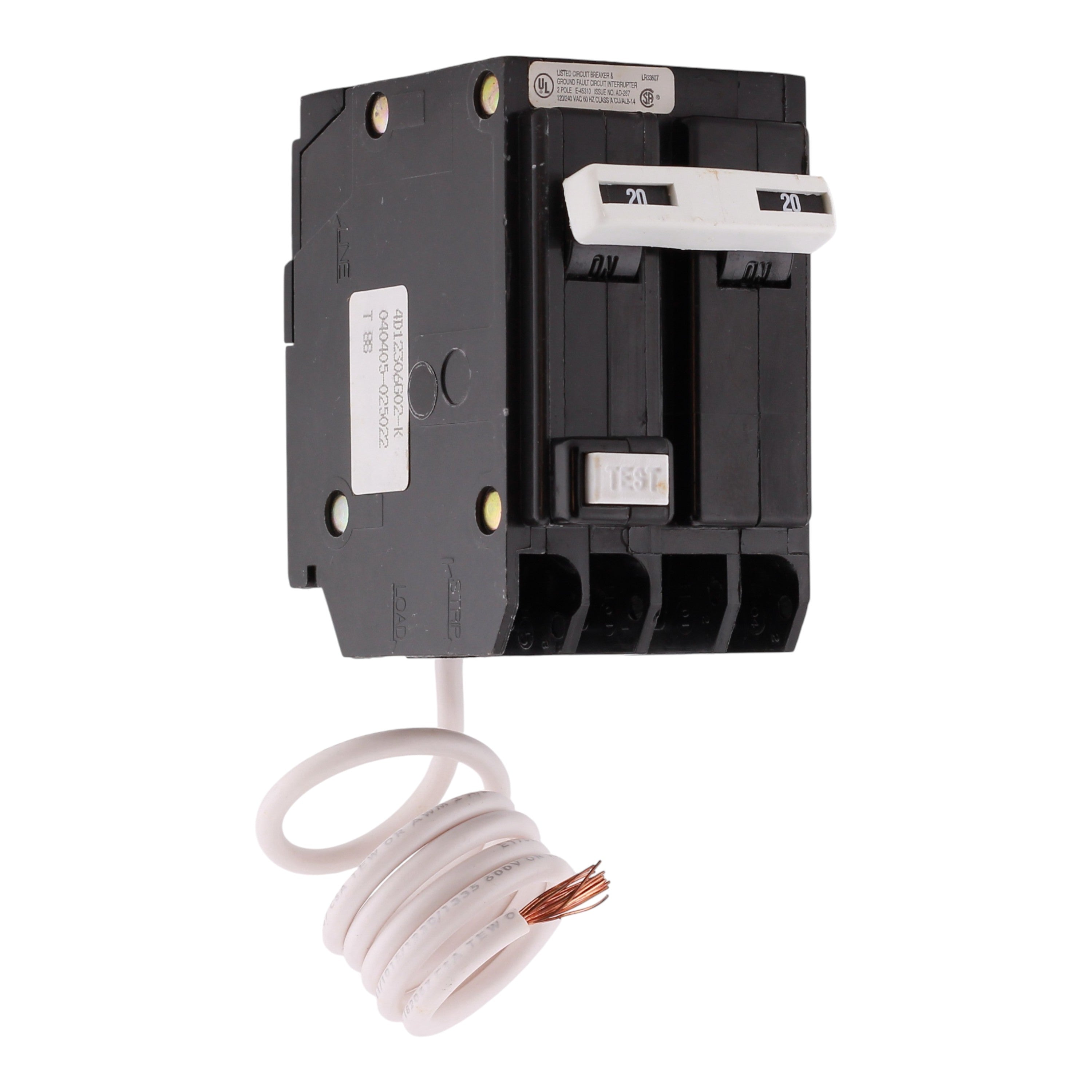 Eaton BR GFCB220 20A 2P 120/240V GFCI Pigtail Neutral Circuit Breaker