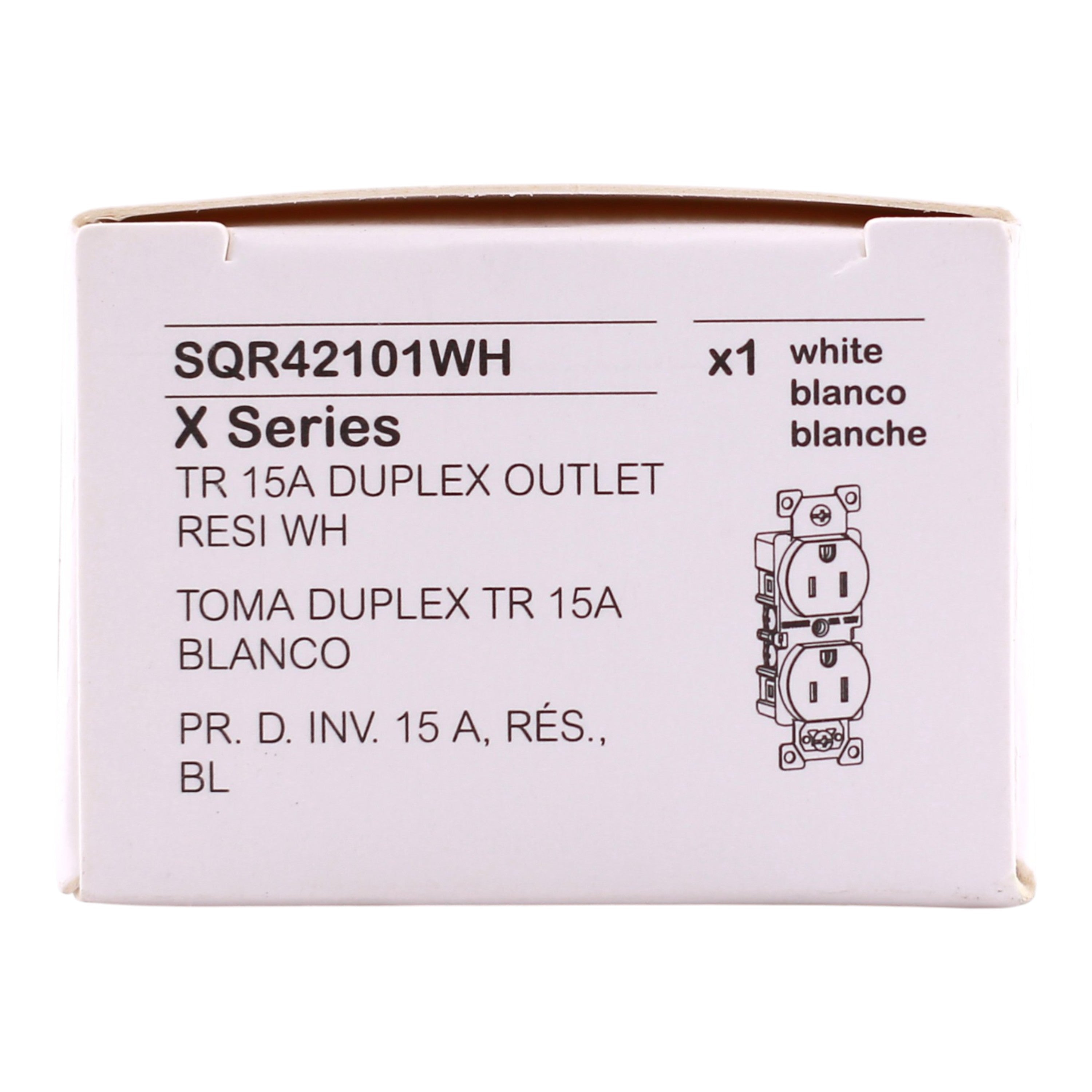 Square D X Series, SQR42101WH, 15A, 125V, TR, Standard Duplex Receptacle, White - Image 3