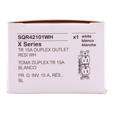Square D X Series, SQR42101WH, 15A, 125V, TR, Standard Duplex Receptacle, White - Image 3