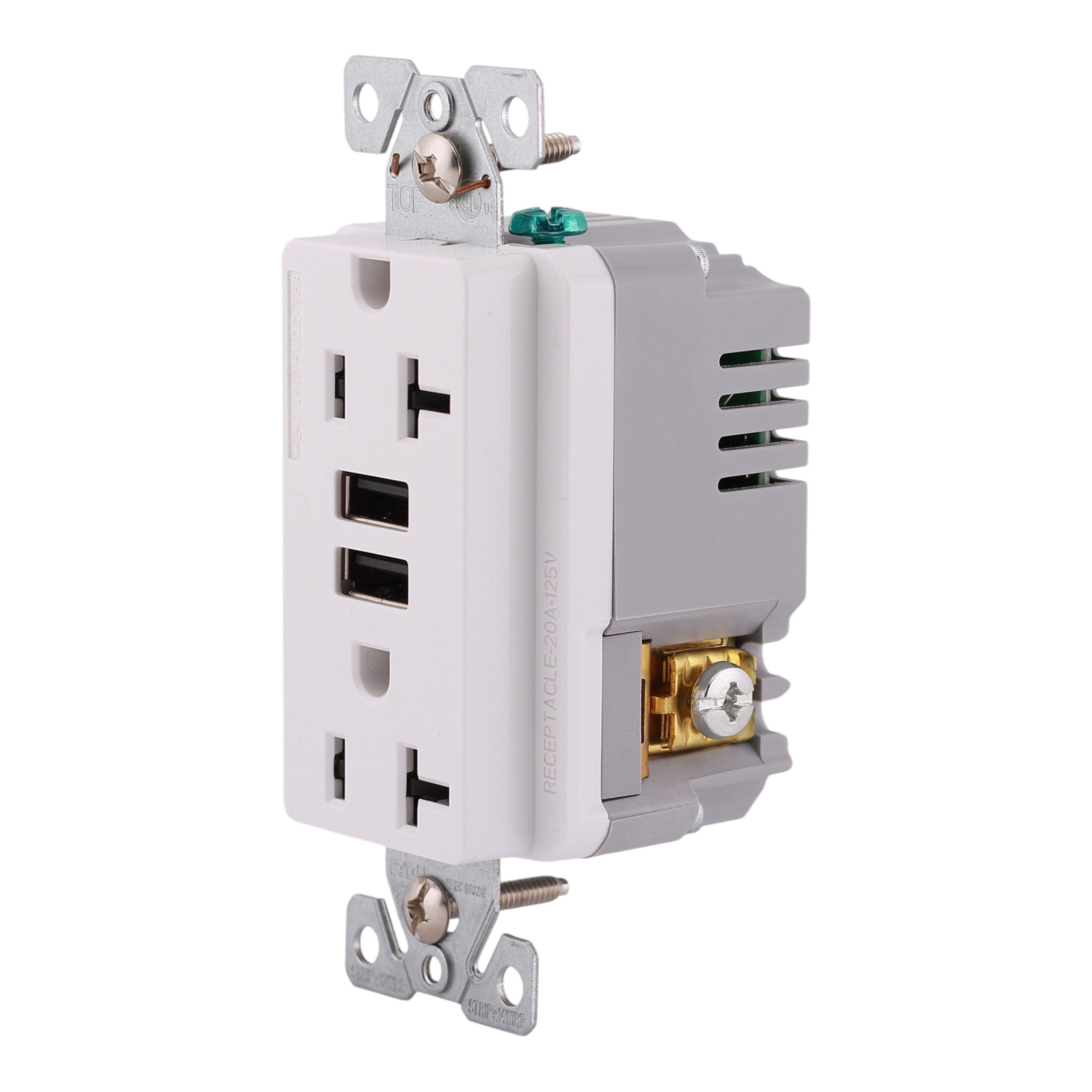 Eaton TR7766W-BOX, 20A, 125V, USB+Duplex Receptacle, TR, White - Image 2