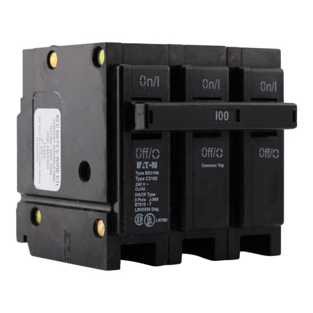 Eaton BR, BR3100, 100A, 3P, 120/240V, Thermal Magnetic, Circuit Breaker
