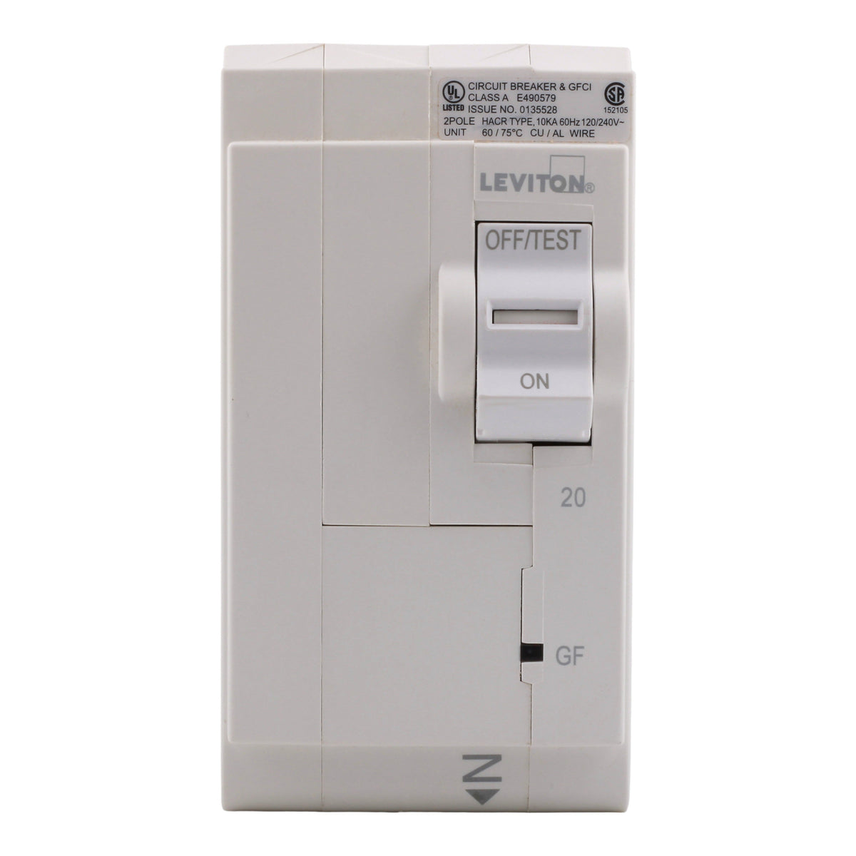 Leviton LB220-G 20A 2P 120/240V GFCI Plug-On Neutral Circuit Breaker - Image 4