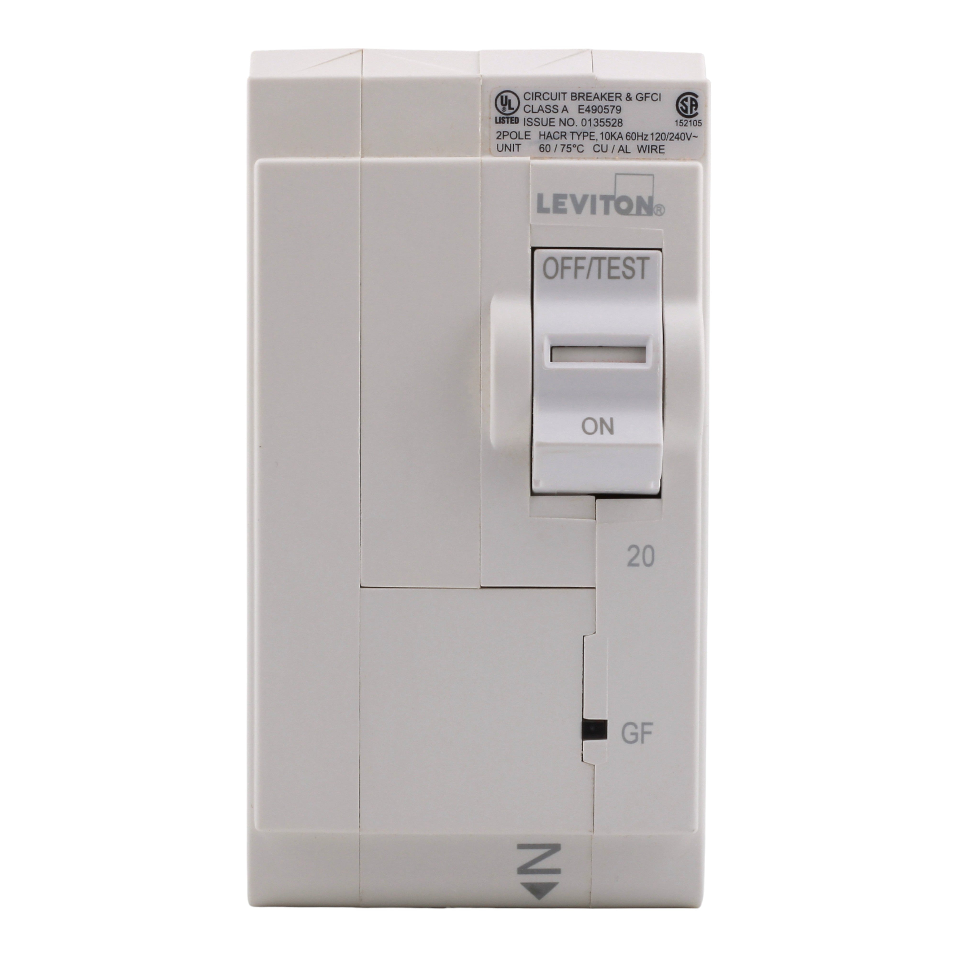 Leviton LB220-G 20A 2P 120/240V GFCI Plug-On Neutral Circuit Breaker - Image 4