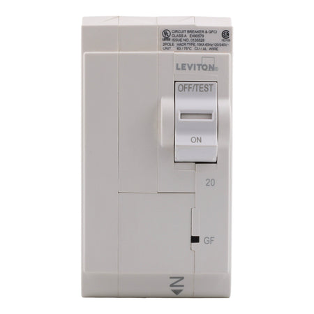 Leviton LB220-G 20A 2P 120/240V GFCI Plug-On Neutral Circuit Breaker - Image 4