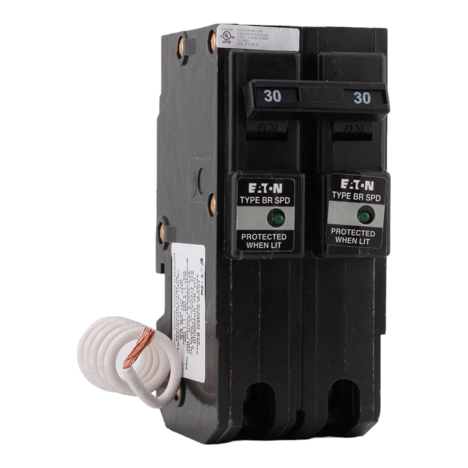 Eaton BR230SUR 30 Amps Two-Pole Residential Surge Breaker, 36kA Surge Current for BR Load Centers
