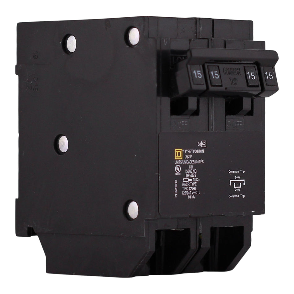 Square D Homeline, HOMT215215, 15A, 2x2P, 120/240V, Quad Tandem, Circuit Breaker