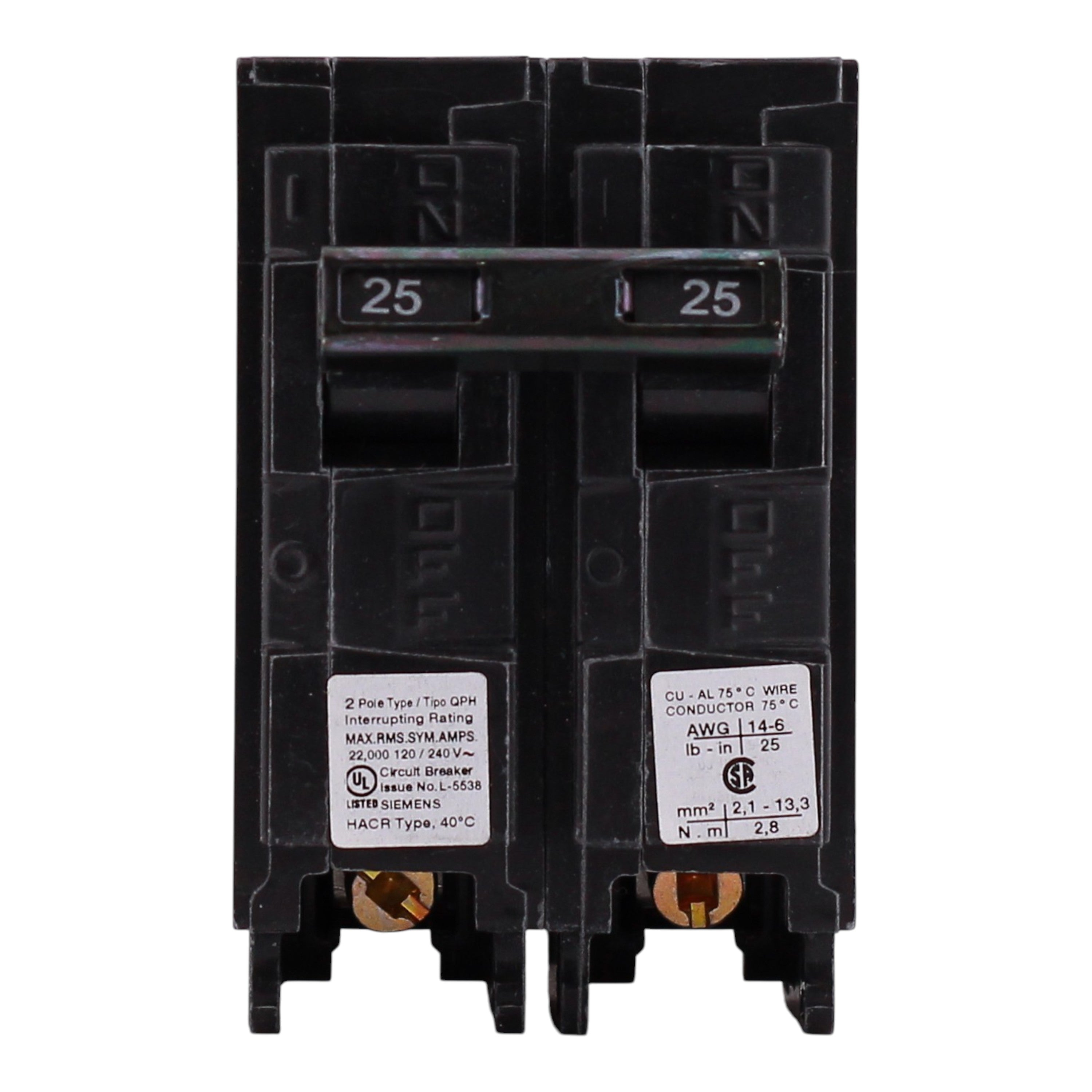 Siemens QP, Q225H, 25A, 2P, 120/240V, 22kAIC, Thermal Magnetic, Circuit Breaker - Image 5