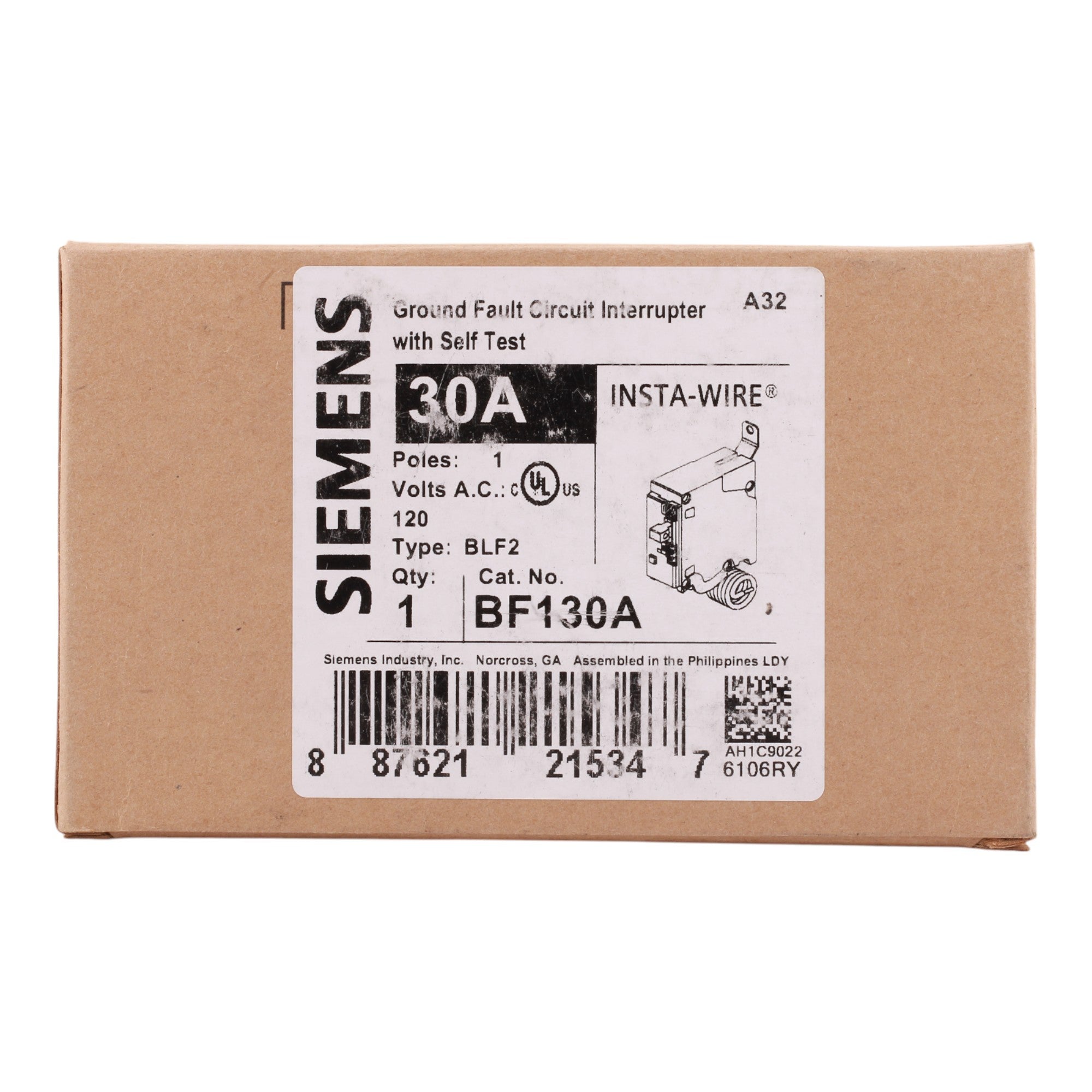 Siemens BF130A 30A 1P 120V GFCI Circuit Breaker - Image 2