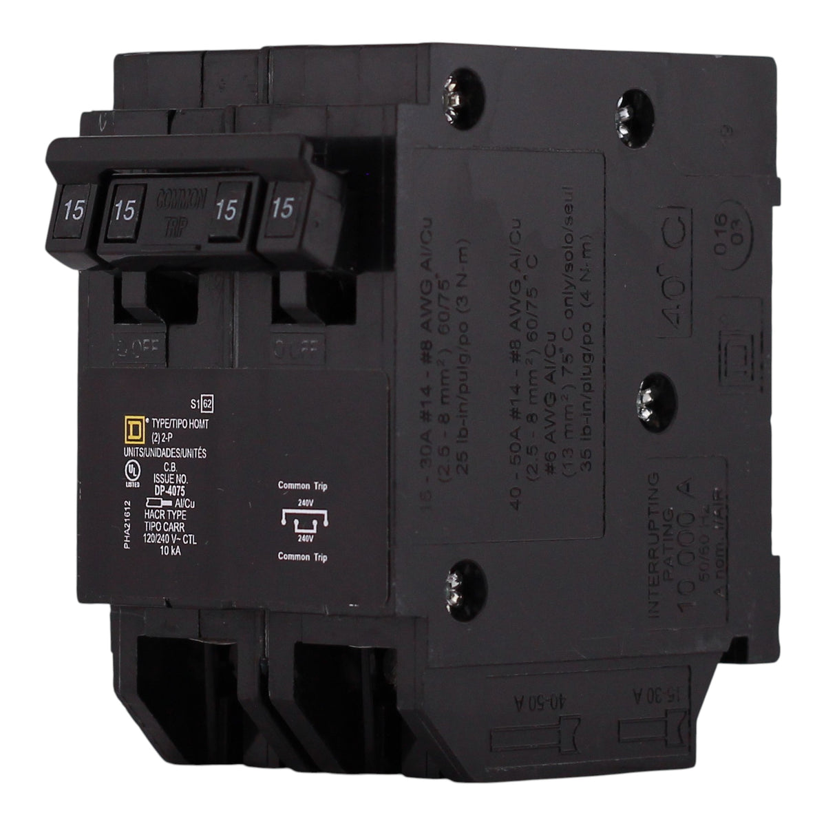 Square D Homeline, HOMT215215, 15A, 2x2P, 120/240V, Quad Tandem, Circuit Breaker - Image 2