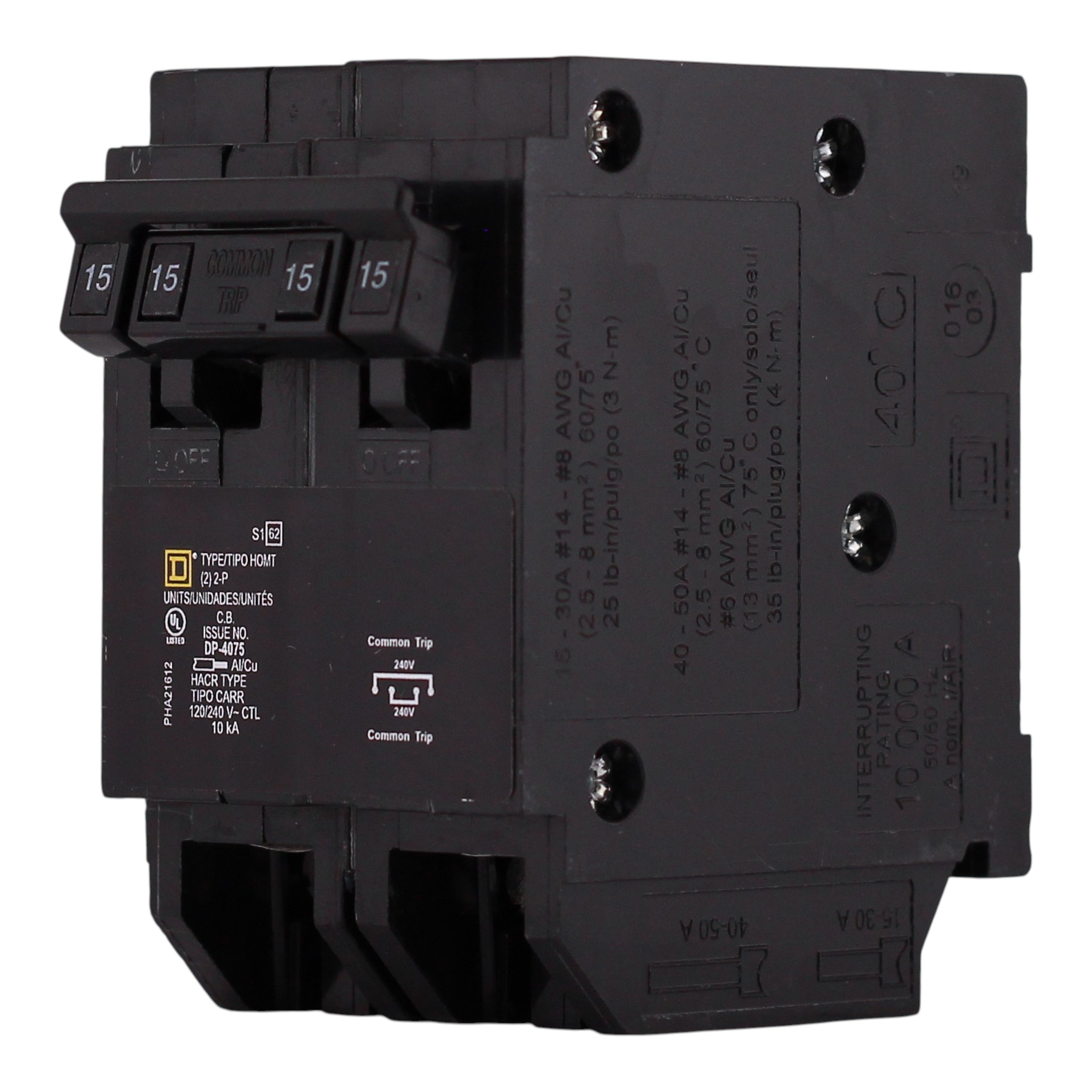 Square D Homeline, HOMT215215, 15A, 2x2P, 120/240V, Quad Tandem, Circuit Breaker - Image 2