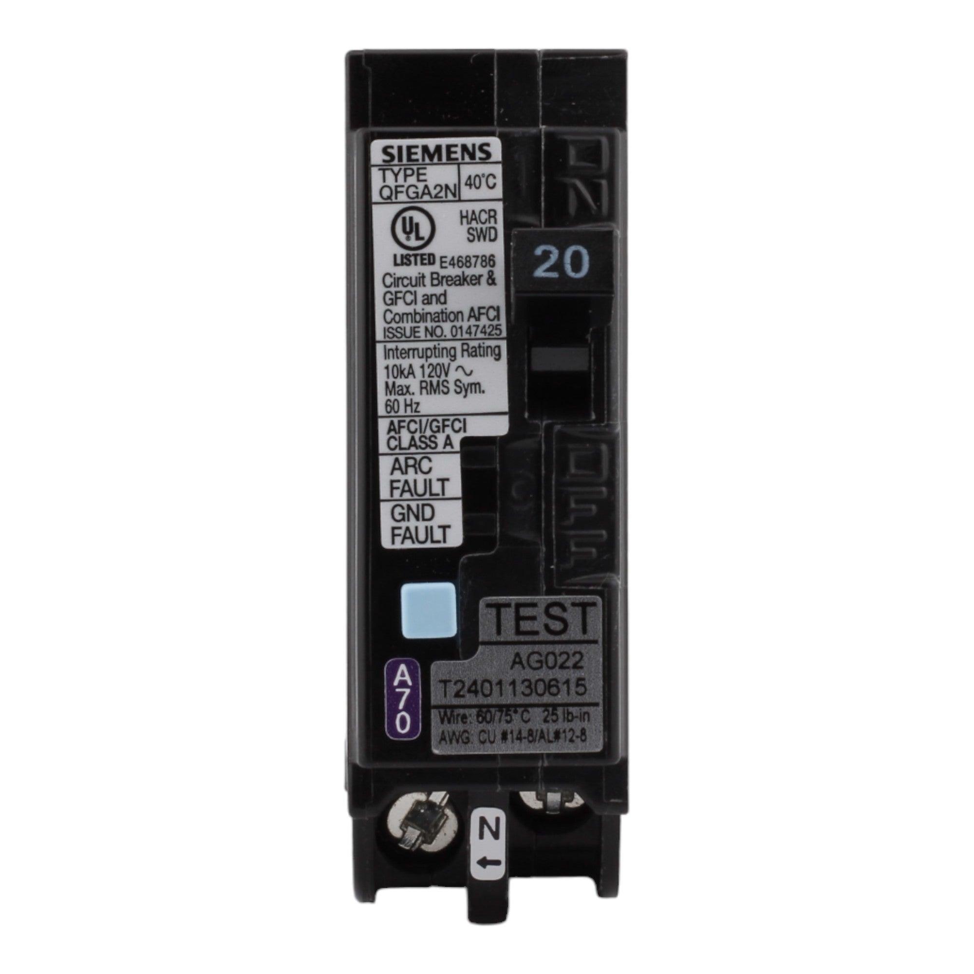 Siemens Q120DFN 20A 1P 120V AFCI/GFCI Plug-On Neutral Circuit Breaker - Image 3