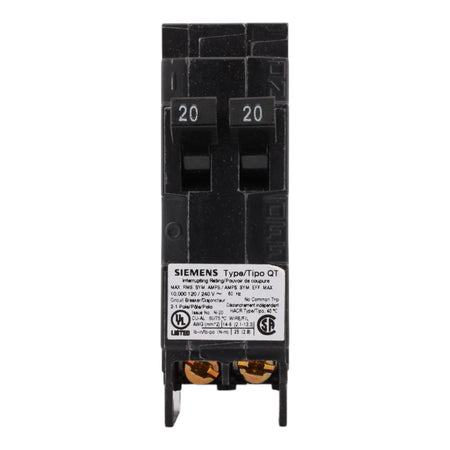 Siemens Q2020NC 20/20 Amps 120 Volts Tandem Non-CTL Circuit Breaker, Plug-In Mount - Image 2
