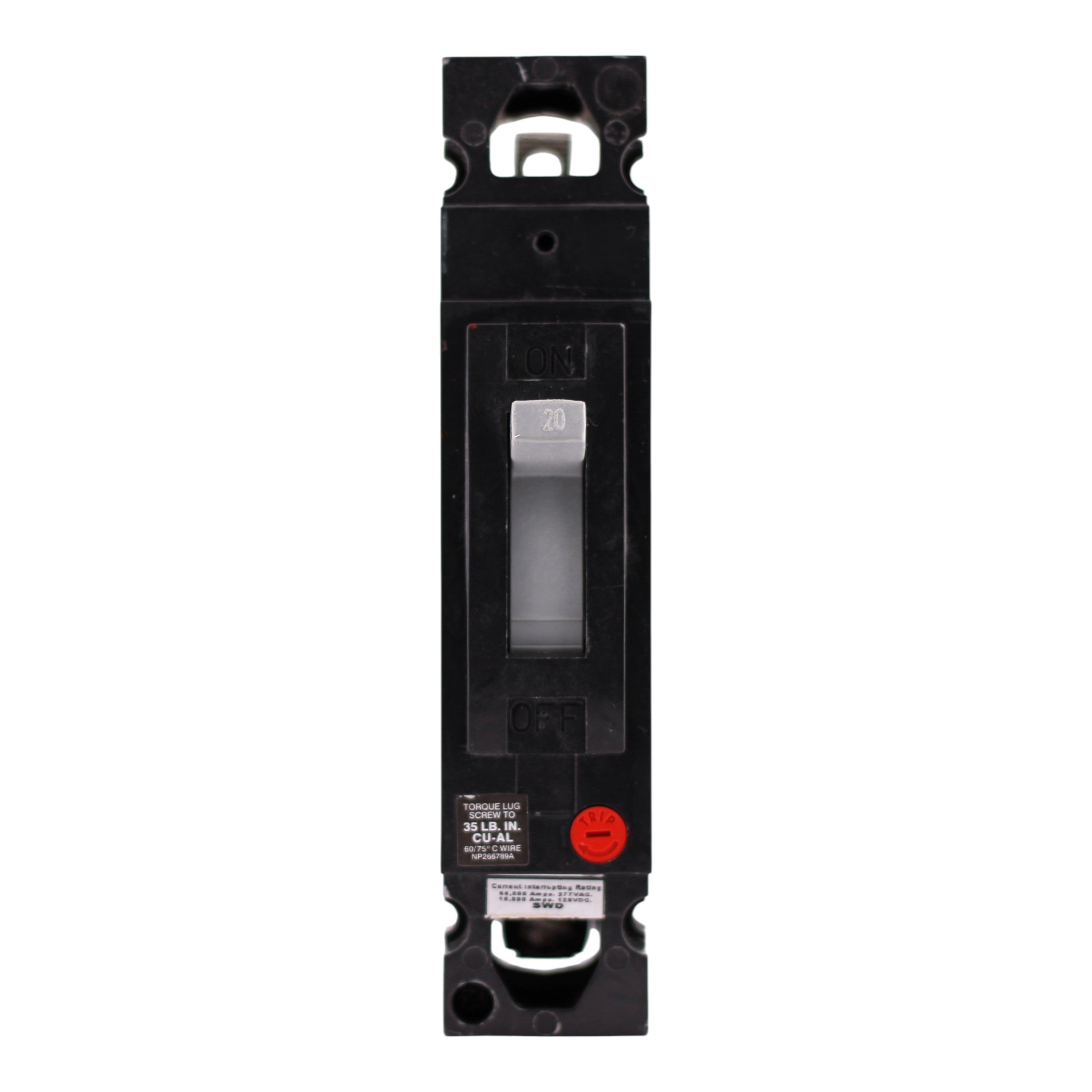 GE THED, THED113020, 20A, 1P, 277V, Bolt-On, Molded Case Circuit Breaker - Image 3
