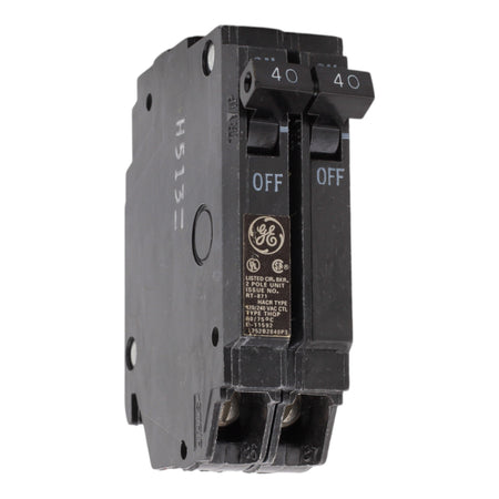 GE THQP240, 40A, 120/240V, 2-Pole Circuit Breaker, Plug-In, for Load Centers and Lighting Panels