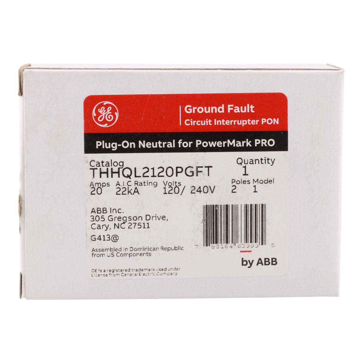 GE THHQL2120PGFT 20A 2P 22kAIC GFCI Circuit Breaker - Image 2