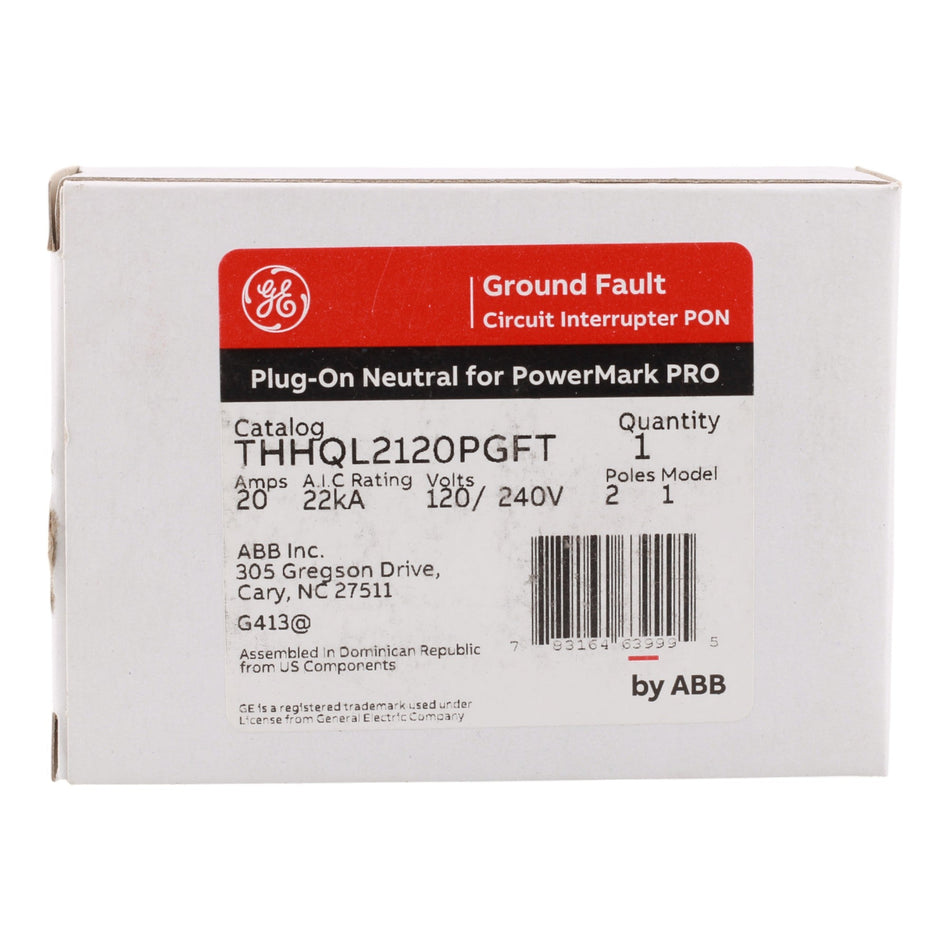 GE THHQL2120PGFT 20A 2P 22kAIC GFCI Circuit Breaker - Image 2