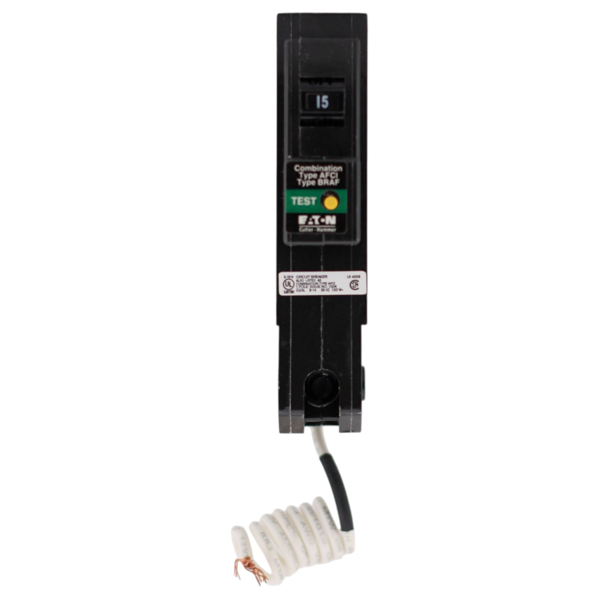 Eaton BR, BR115CAFA, 15A, 1P, 120/240V, AFCI, Pigtail Neutral, Circuit Breaker - Image 7