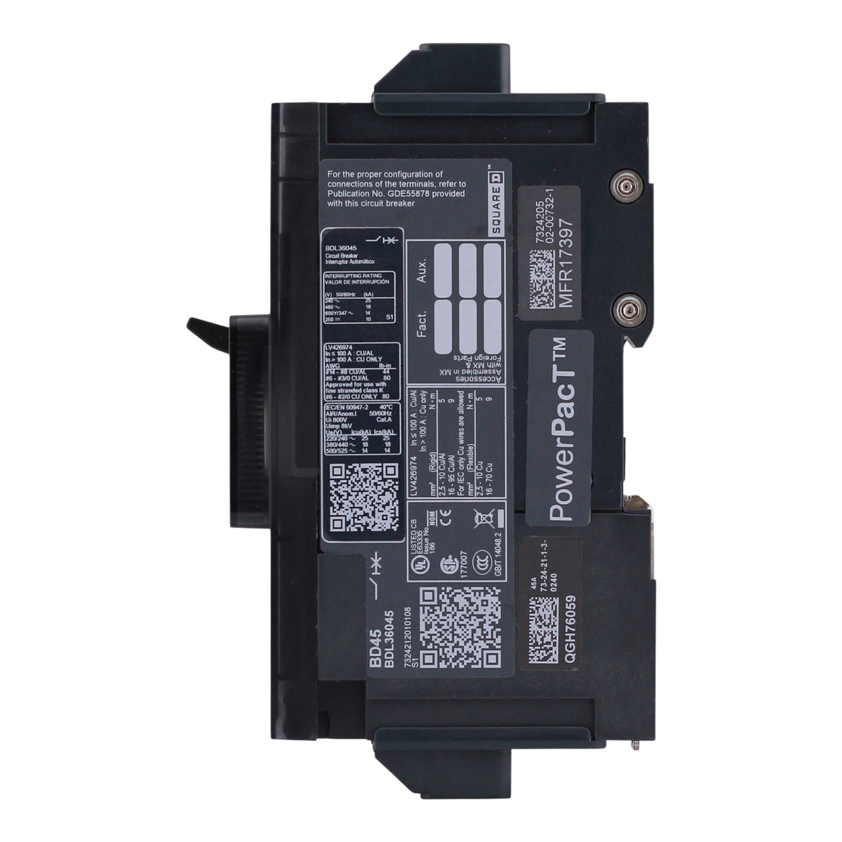 Square D PowerPacT B, BDL36045, 45A, 3P, 600Y/347VAC, 14kA, Unit Mount, Thermal Magnetic, Circuit Breaker - Image 7