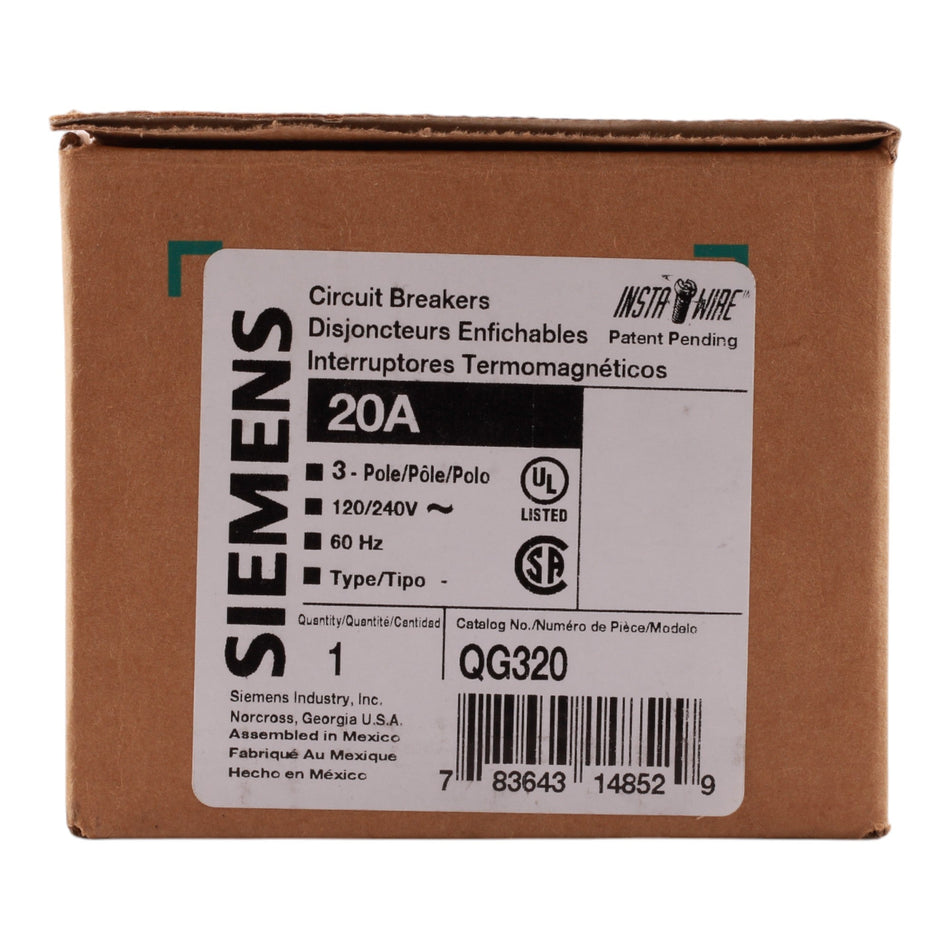 Siemens QG320 20A 3P 120/240V Switching Neutral Circuit Breaker - Image 2