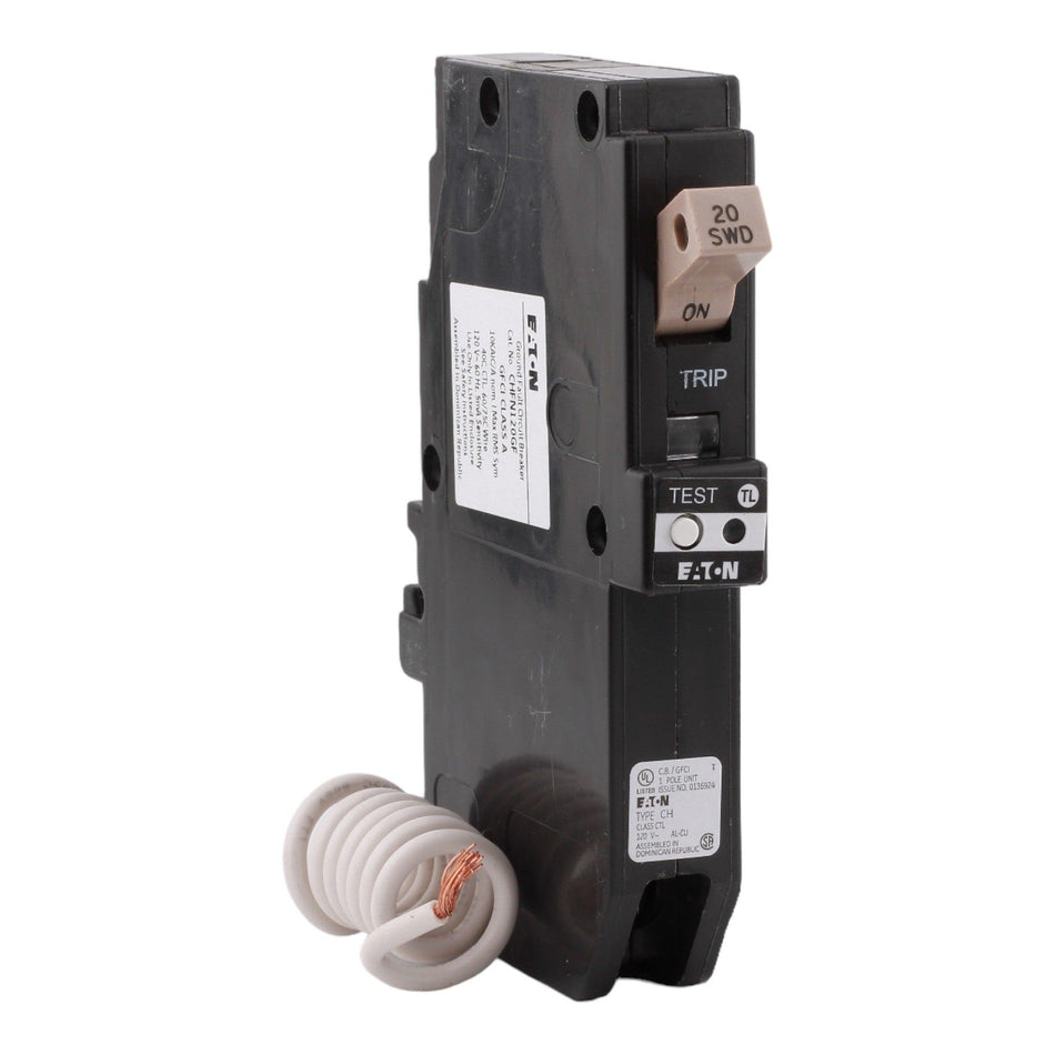 Eaton CH CHFN120GF 20A 1P 120V GFCI Pigtail Neutral Circuit Breaker