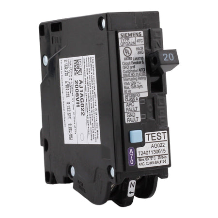 Siemens Q120DFN 20A 1P 120V AFCI/GFCI Plug-On Neutral Circuit Breaker