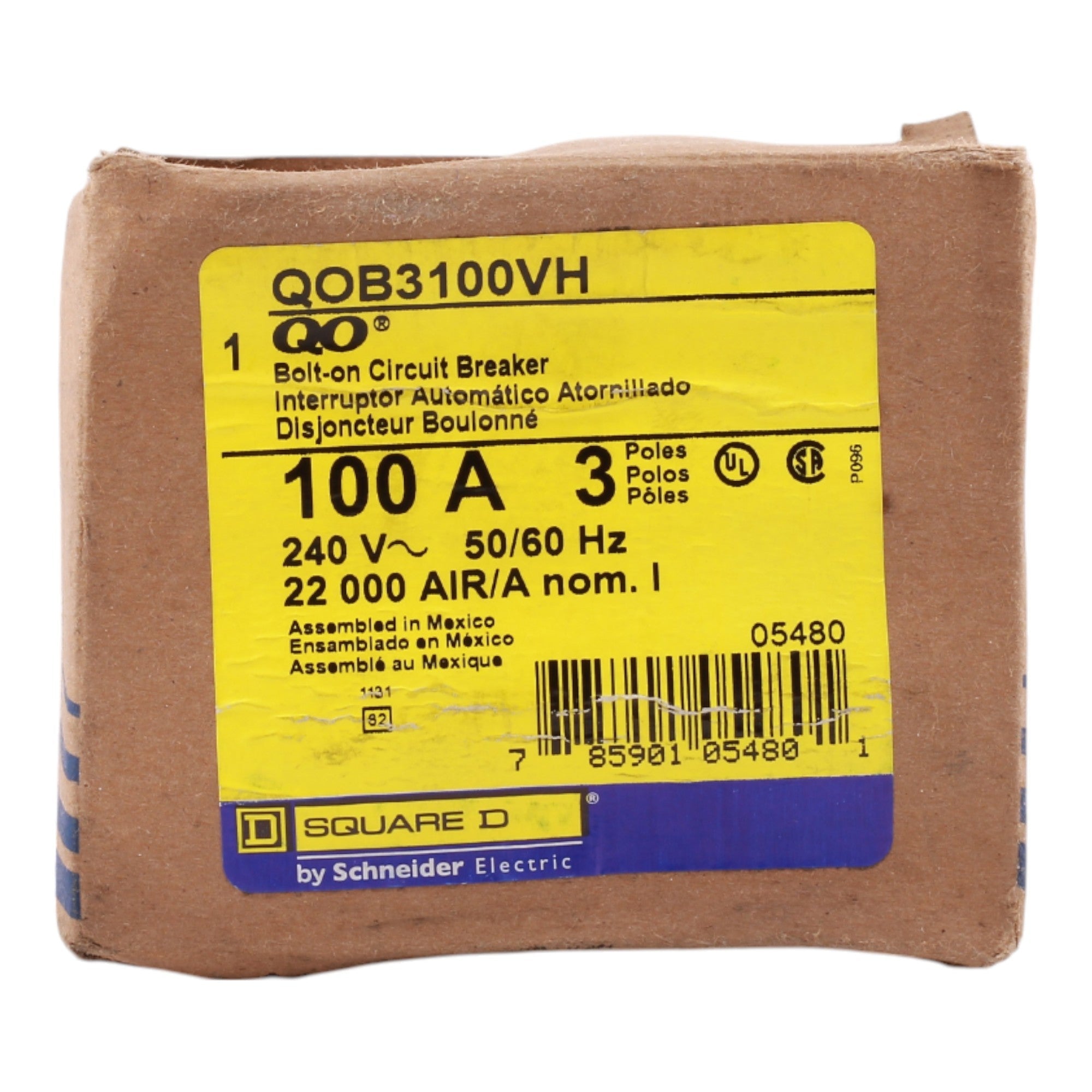 Schneider Electric QO QOB3100VH 100A 3P 120/240V Standard Bolt-On Circuit Breaker - Image 2