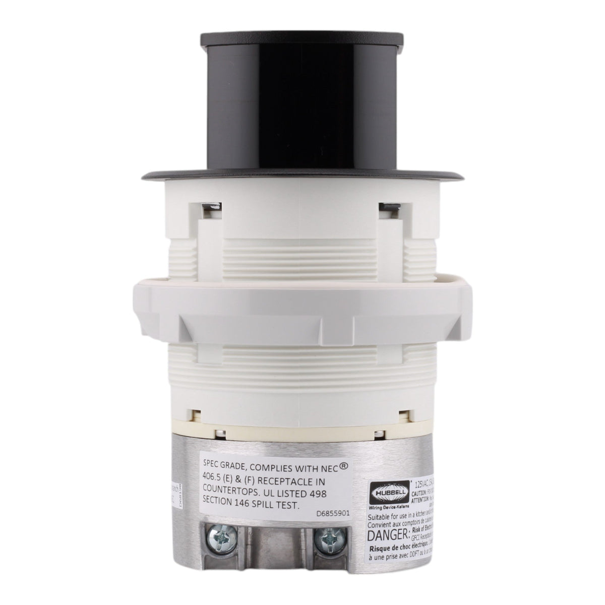 Hubbell Wiring, RCT200BK, 15 Amps, 125 Volts, 2-Pole, Kitchen Counter Receptacle, Surface Mount, Tamper Resistant, Black - Image 4