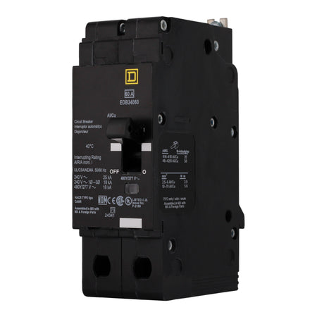 Square D E-Frame EDB24060 60A 2P 480Y/277V Thermal-Magnetic Bolt-On Circuit Breaker - Image 2