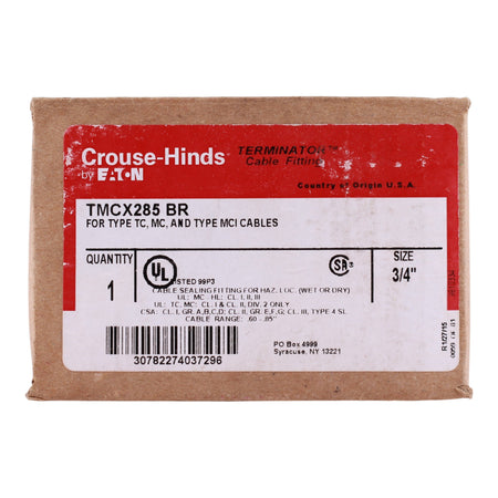 Eaton Crouse-Hinds TMCX, TMCX285 BR, 3/4" NPT, Brass, Explosionproof Armored Barrier Cable Gland - Image 2