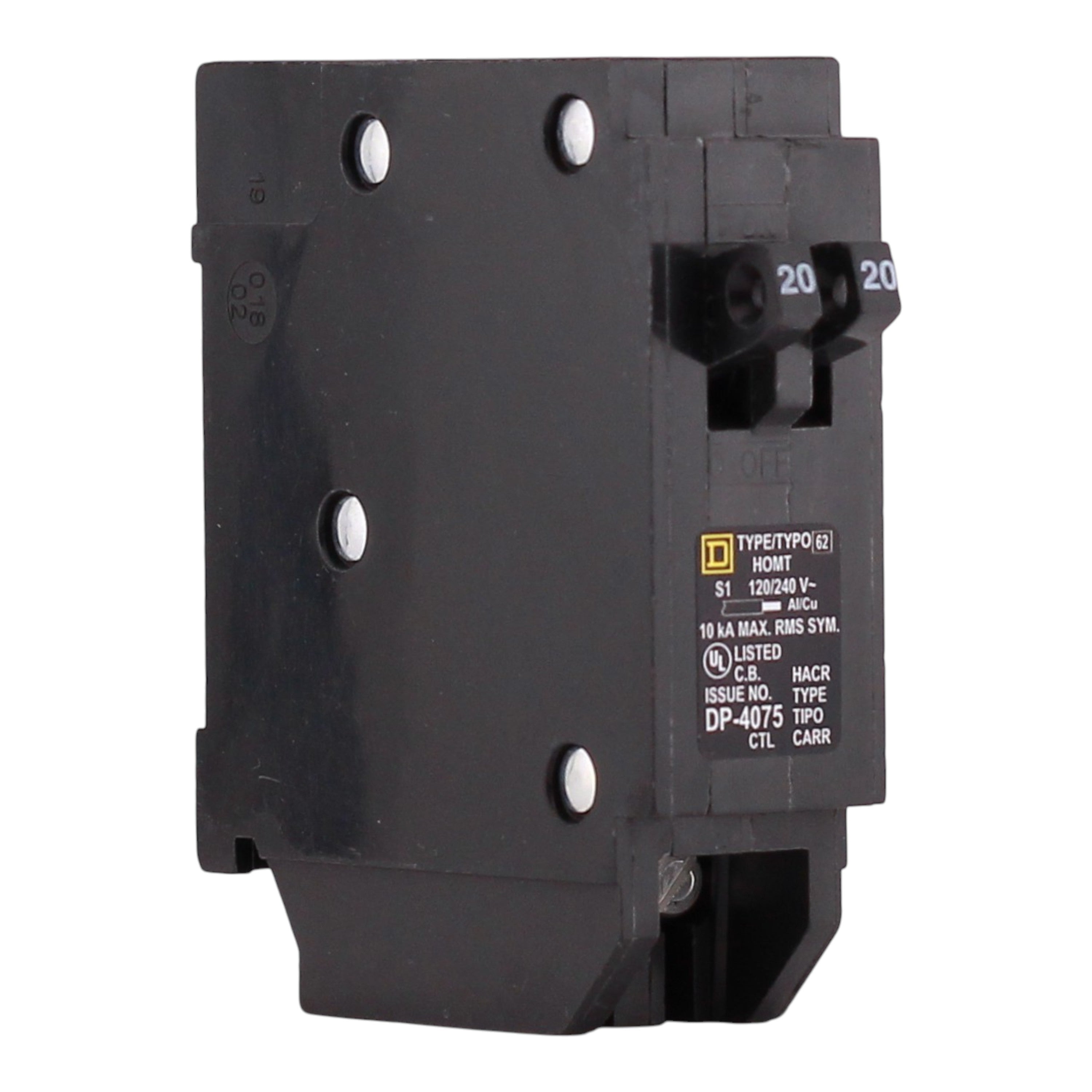 Square D HOMT2020 20 Amp Tandem 120V Standard Trip Circuit Breaker UL