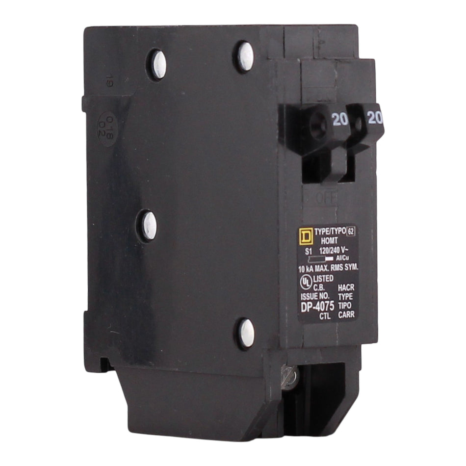 Square D HOMT2020 20 Amp Tandem 120V Standard Trip Circuit Breaker UL