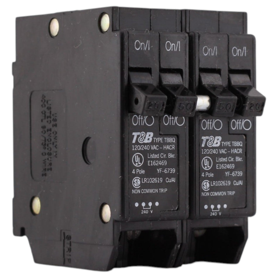 Thomas & Betts TBBQ, TBBQ2502120, 20A/50A, 4P, 120/240V, Quadplex, Circuit Breaker