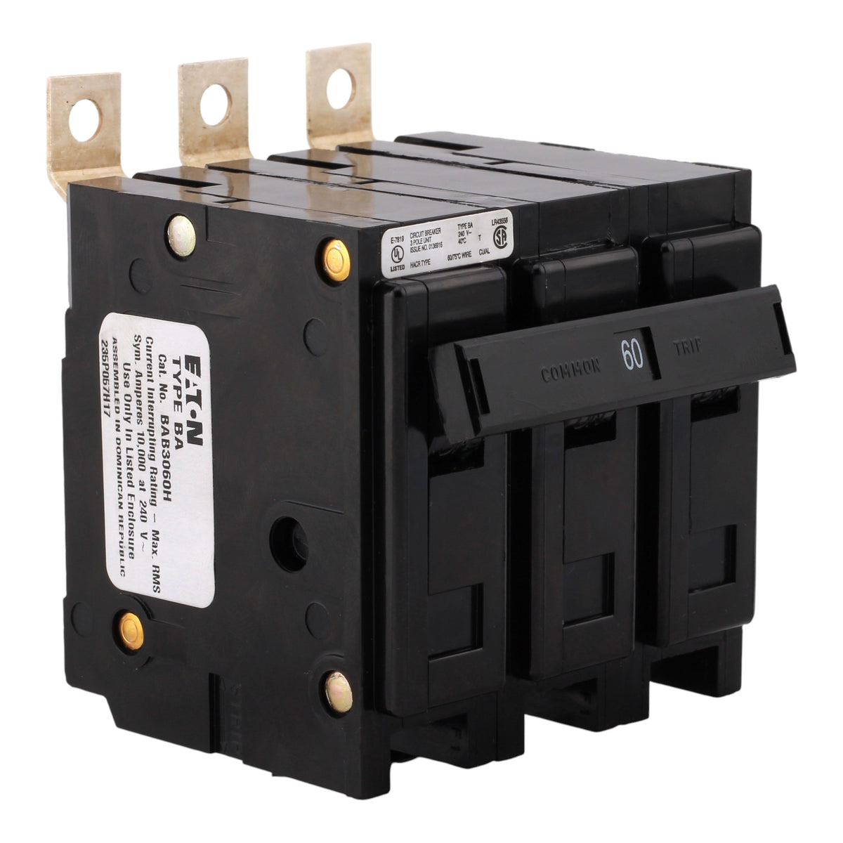 Eaton BAB3060H 60A 3P 240V Bolt-On Thermal-Mag Circuit Breaker