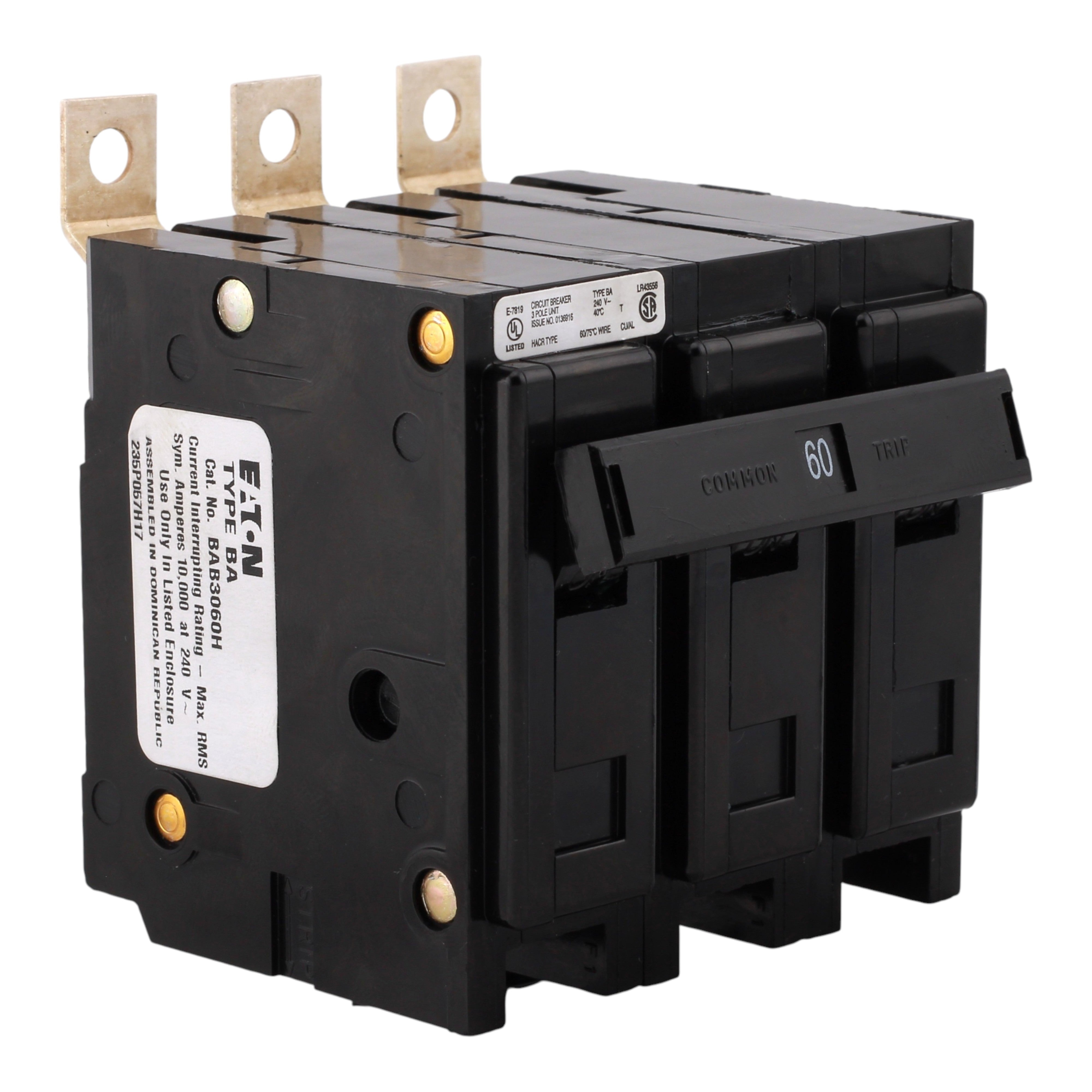 Eaton BAB3060H 60A 3P 240V Bolt-On Thermal-Mag Circuit Breaker