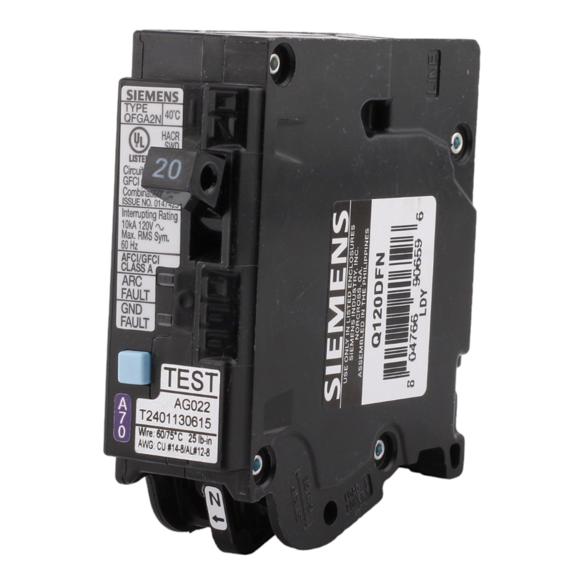 Siemens Q120DFN 20A 1P 120V AFCI/GFCI Plug-On Neutral Circuit Breaker - Image 2