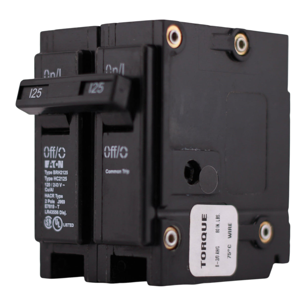 Eaton BR, BRH2125, 125A, 2P, 120/240V, Thermal Magnetic, Circuit Breaker - Image 2