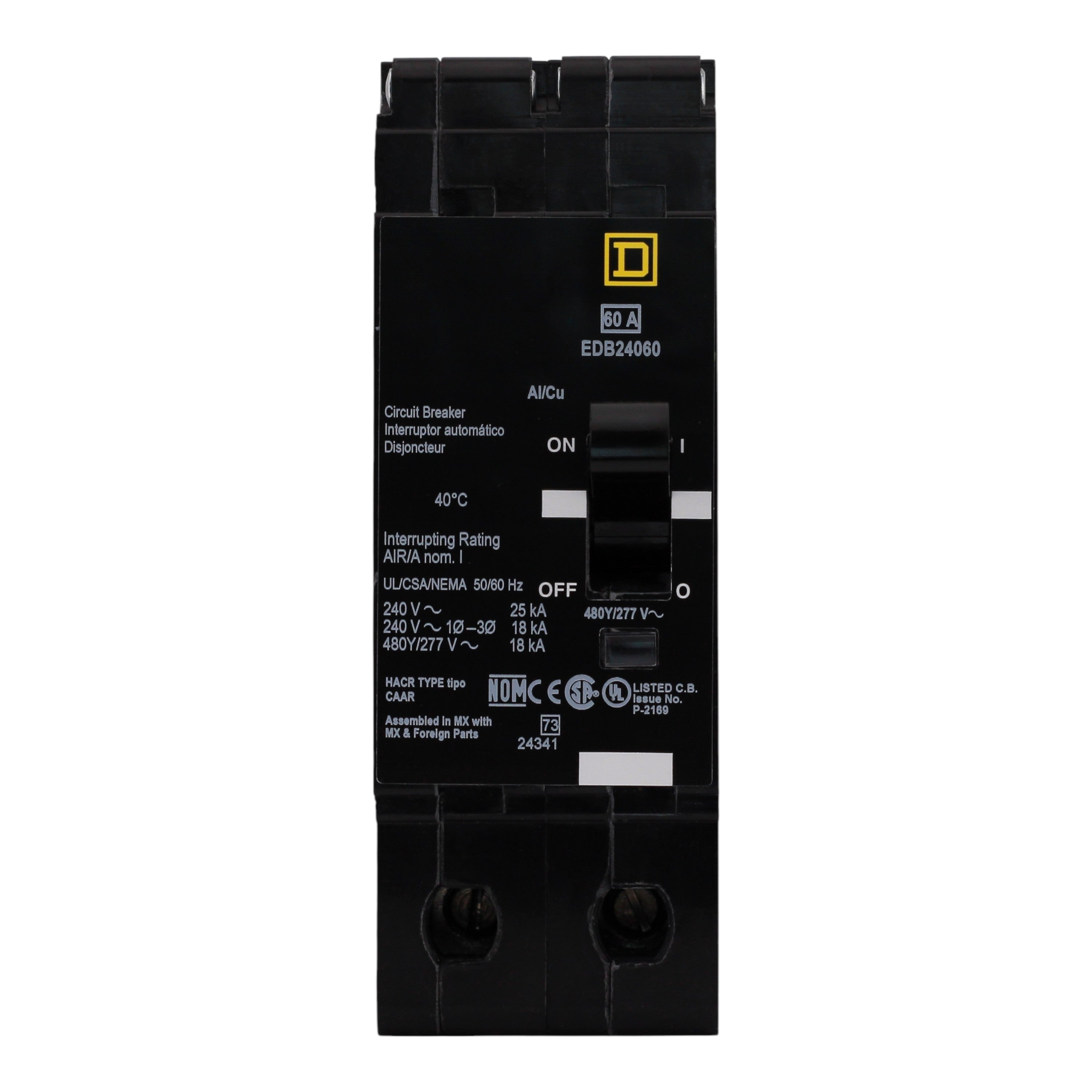 Square D E-Frame EDB24060 60A 2P 480Y/277V Thermal-Magnetic Bolt-On Circuit Breaker - Image 4