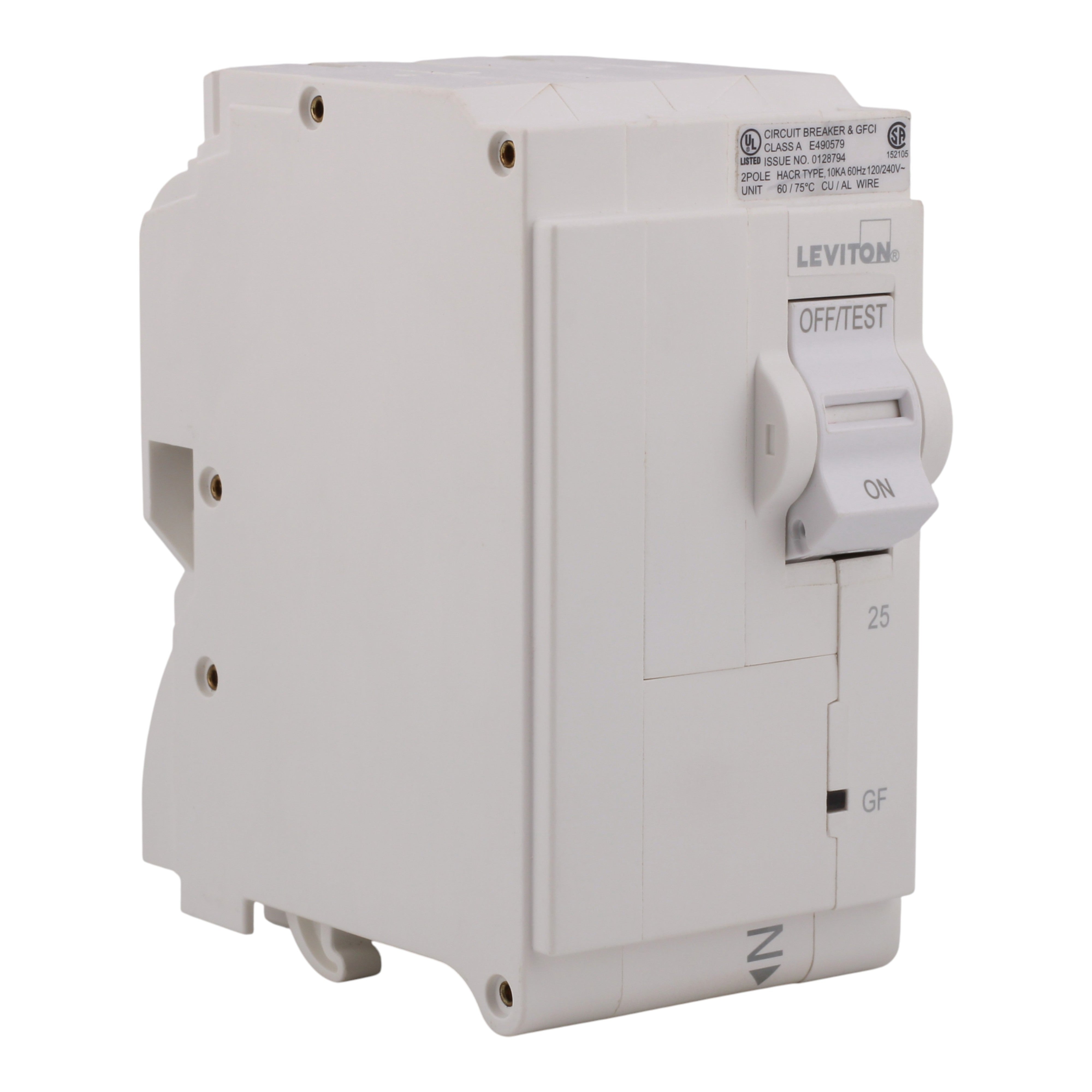 Leviton LB225-G 25A 2P 120/240V GFCI Plug-On Neutral Circuit Breaker