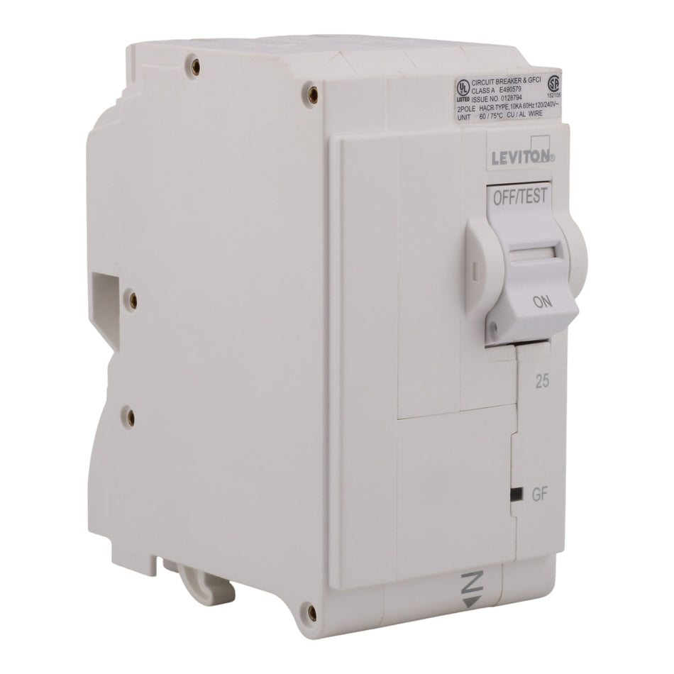 Leviton LB225-G 25A 2P 120/240V GFCI Plug-On Neutral Circuit Breaker